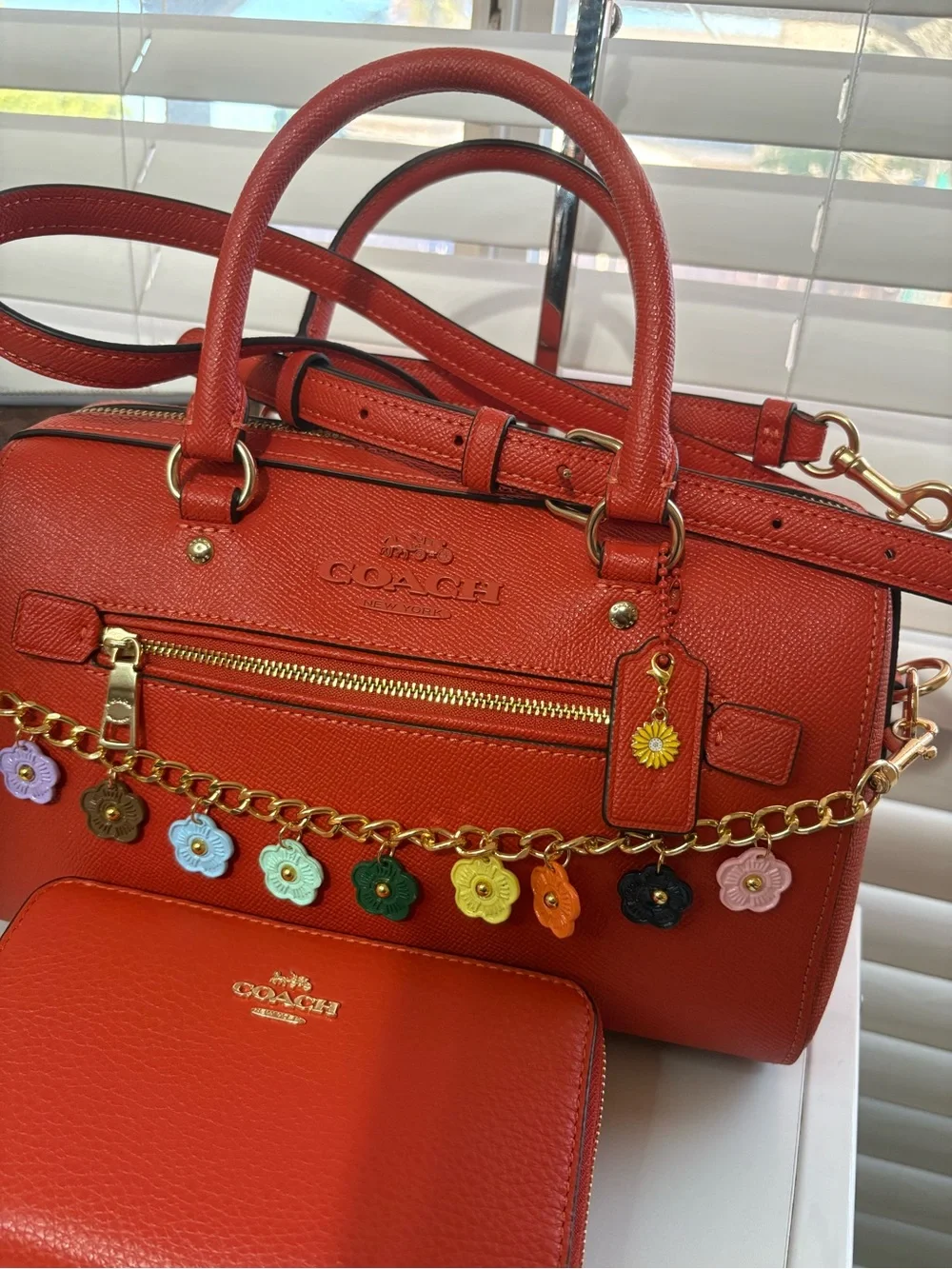 🧡Coach Orange-Red Rowan Satchel Bag Set🧡